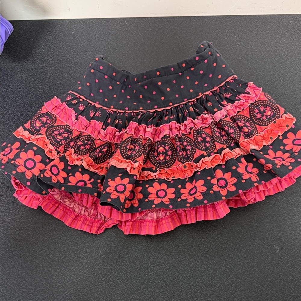 Pumpkin Patch Black and Pink Ruffle Skirt